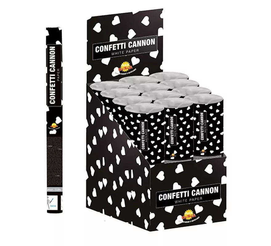 Translation missing: es.Cañón Kabuki Confetti Corazones Blancos de Papel de 40 cm