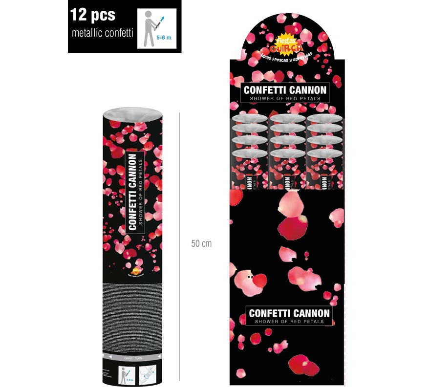 Translation missing: it.Cañón Kabuki o tubo de Pétalos de rosa rojos de 50 cm para Bodas