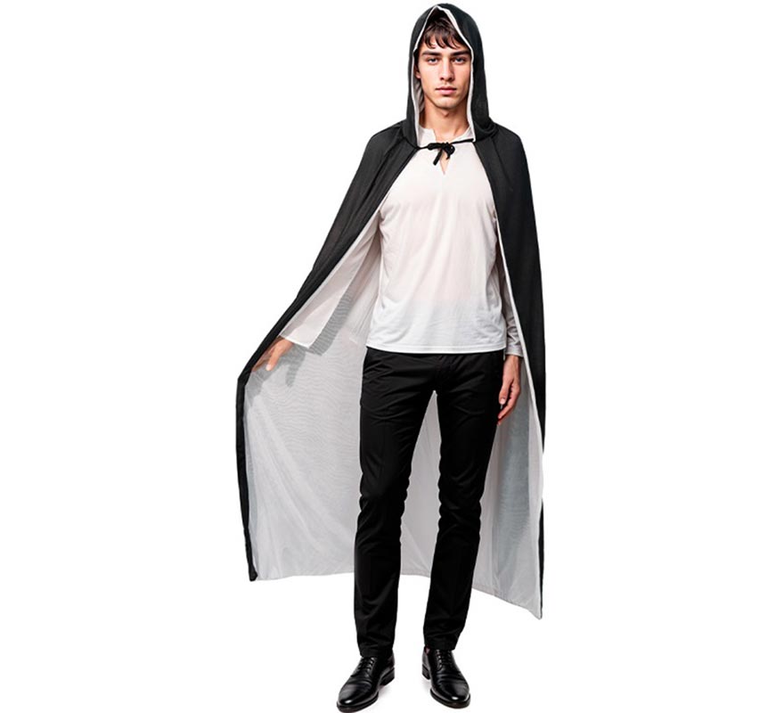 Translation missing: it.Capa con Capucha negro y blanco adulto de 140 cm