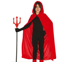 Mantella con cappuccio rosso velluto per bambini 100 cm