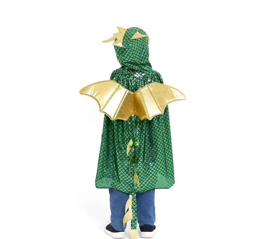 Translation missing: it.Capa de Dragón verde con capucha y alas infantil