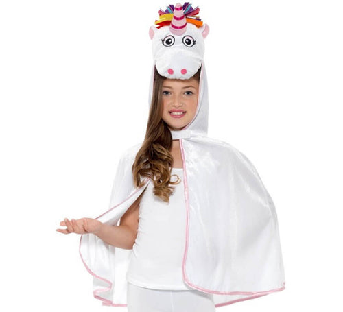 Capa de Unicornio Blanca y Rosa para niña