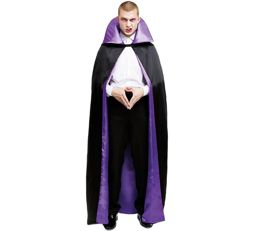 Translation missing: it.Capa de Vampiro negra con cuello morado adulto de 180 cm