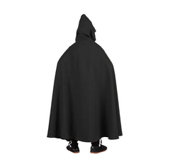 Capa larga Medieval negra con capucha infantil