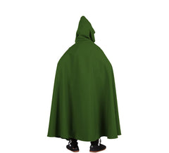 Capa larga Medieval verde oscuro con capucha infantil