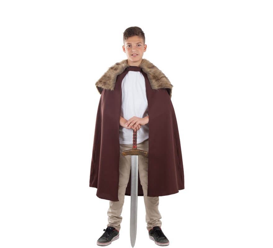 Translation missing: it.Capa Marrón de Guardián Medieval con Pelo para niños