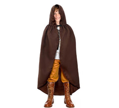 Mantello medievale marrone con cappuccio per bambini