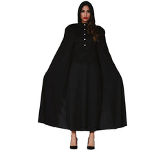 Cappotto nero con cappuccio 135 cm