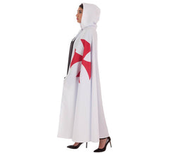 Cappotto templare bianco con croce per adulti
