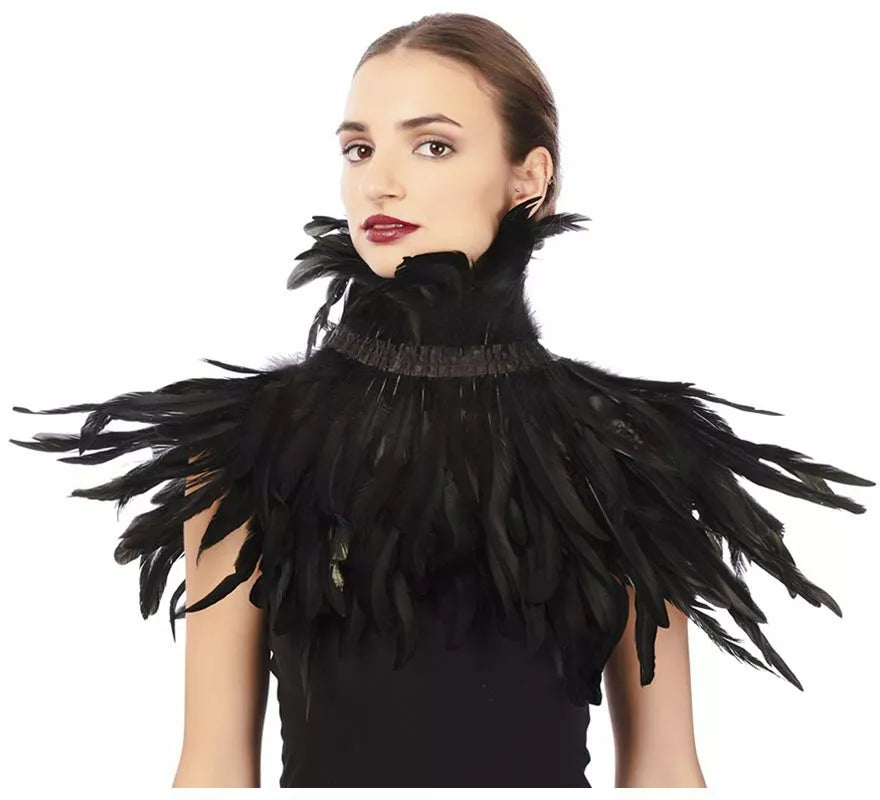 Translation missing: it.Capelina con plumas negras adulto de 55 cm