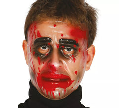 Maschera uomo zombie trasparente con sangue