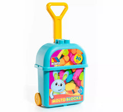 Carrello blu con 20 blocchi