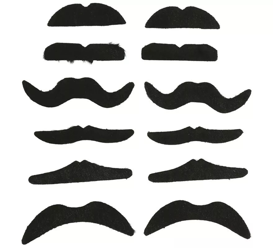 Translation missing: it.Cartón Pack de 12 Bigotes adhesivos Surtidos