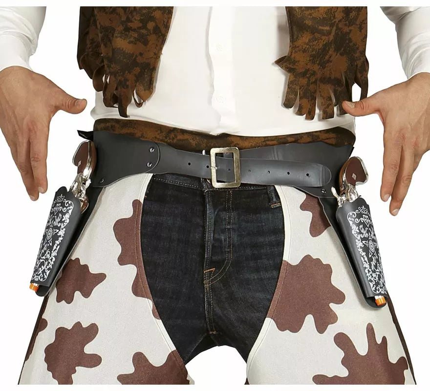 Translation missing: es.Cartuchera Negra Doble con Dos Pistolas de Vaquero