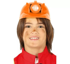Casco da operaio arancione con luce per bambino