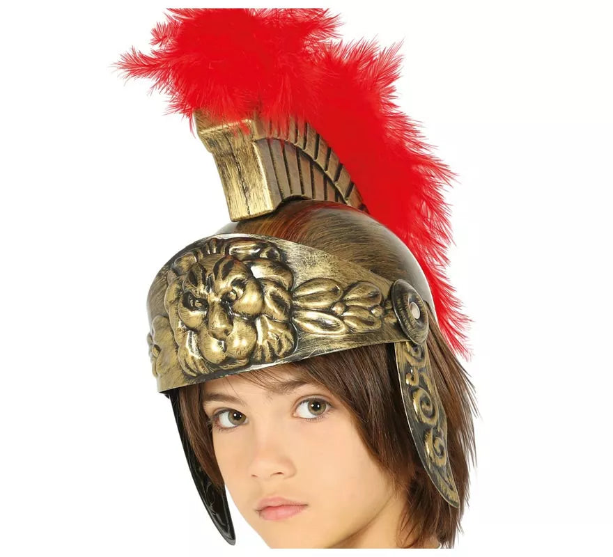 Translation missing: it.Casco de Romano Dorado con Plumas para niño