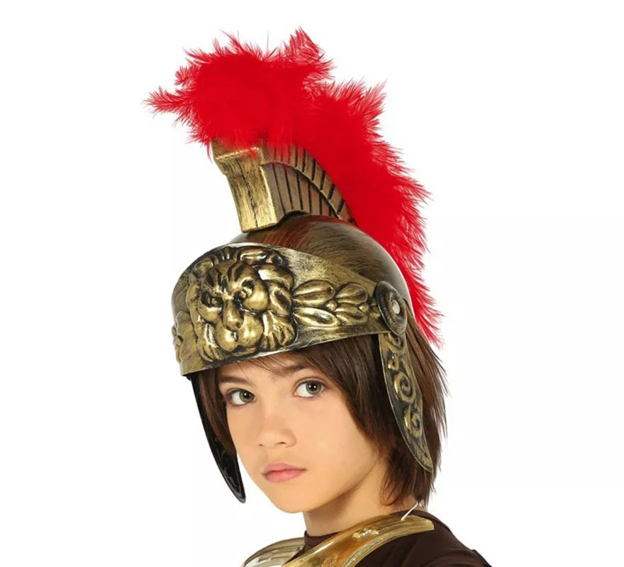 Translation missing: it.Casco de Romano Dorado con Plumas para niño