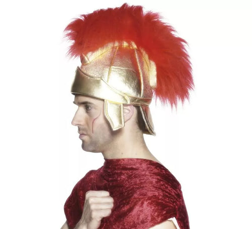 Casco de soldado romano con penacho