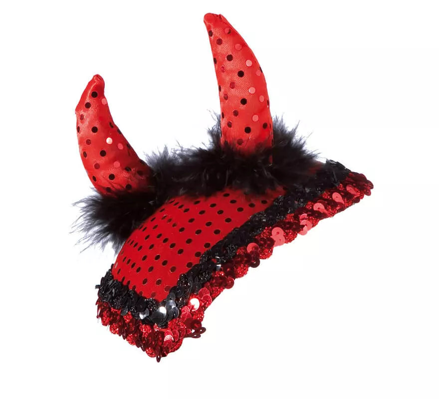 Translation missing: es.Casco o gorro de Diablo con lentejuelas y marabú