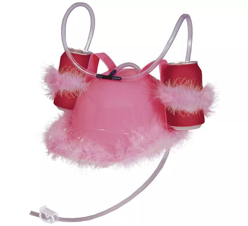 Casco rosa plumas con Bebidas