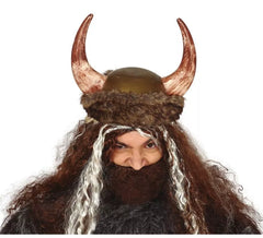 Casco Vikingo con Cuernos y Piel