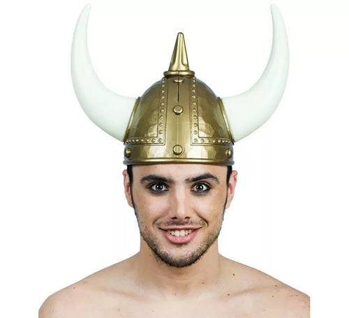 Casco Vikingo Dorado y Blanco