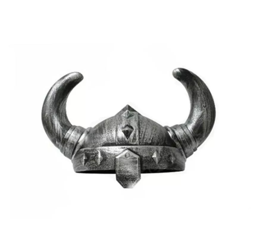 Translation missing: it.Casco Vikingo plateado envejecido con cuernos