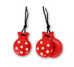 Nacchere rosse a pois bianchi 6,5x8,5 cm