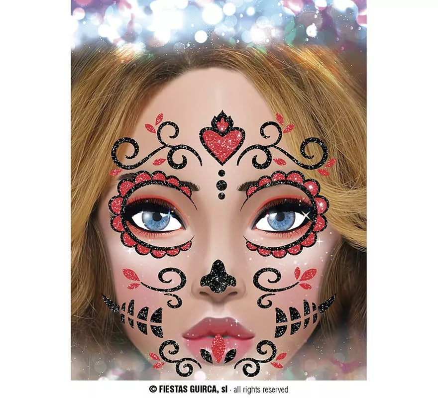 Translation missing: es.Brillantina Facial Catrina rojo de 20x20 cm