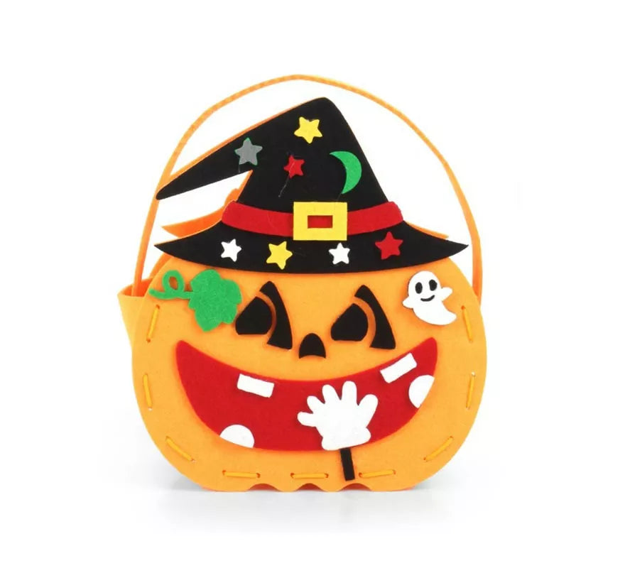 Translation missing: it.Cesta para dulces Calabaza con sombrero de fieltro de 17x12x6 cm