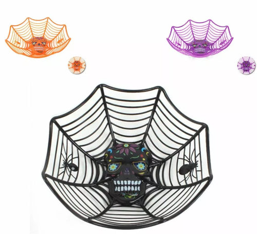 Cesta Telaraña con Calavera 27x25,5x7,5 cm en varios colores