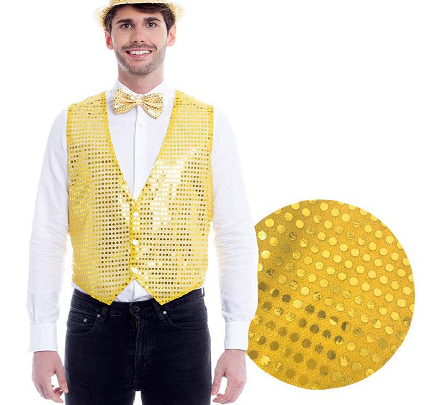 Translation missing: it.Chaleco de Lentejuelas color Oro para hombre