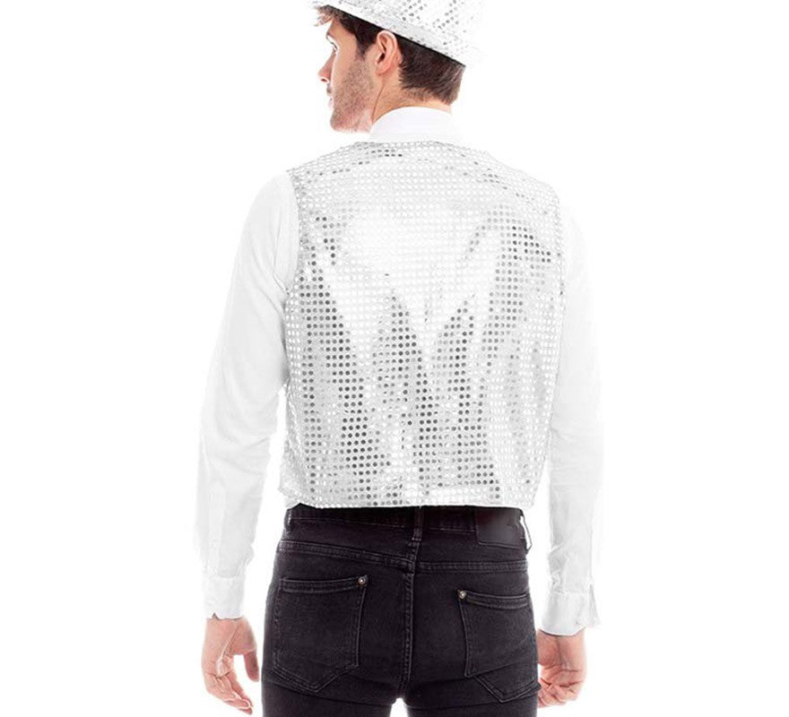 Translation missing: it.Chaleco de Lentejuelas color Plata para hombre
