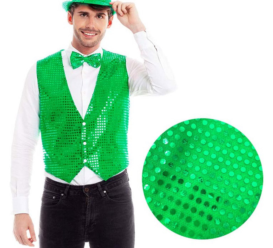 Translation missing: es.Chaleco de Lentejuelas color Verde para hombre