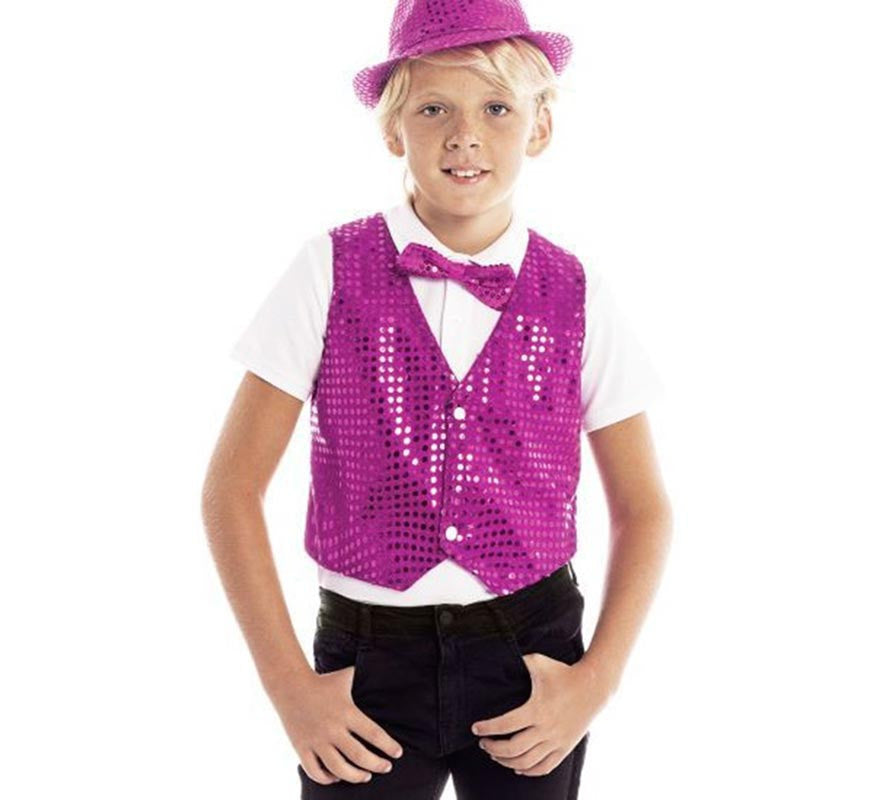 Translation missing: es.Chaleco de Lentejuelas fucsia infantil