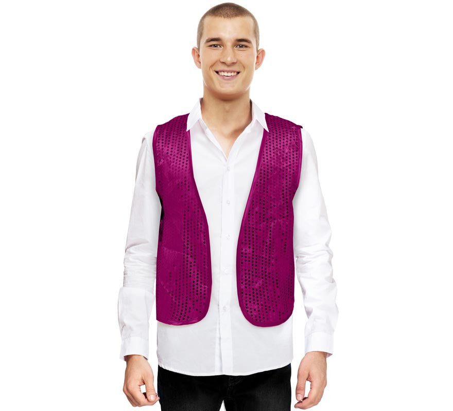 Translation missing: es.Chaleco de Lentejuelas fucsia para adultos