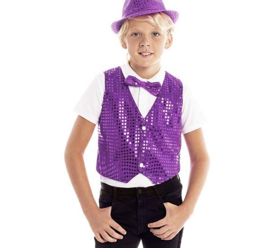 Translation missing: it.Chaleco de Lentejuelas morado infantil