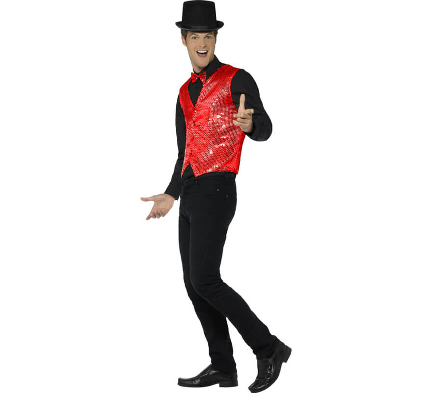 Translation missing: it.Chaleco de Lentejuelas Rojo para hombre
