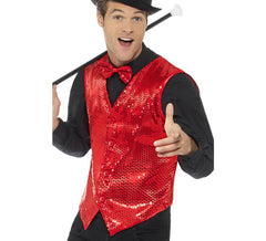 Gilet rosso con paillettes per uomo