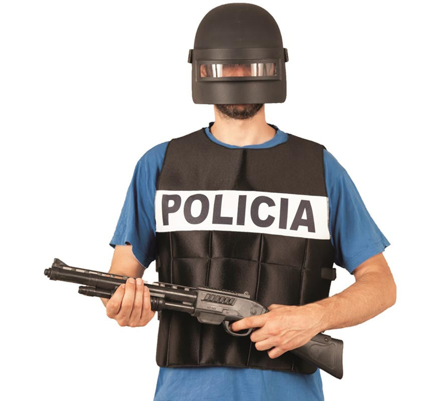 Chaleco de Policía Antibalas negro para adulto