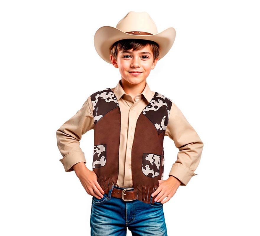 Translation missing: it.Chaleco de Vaquero marrón estampado infantil