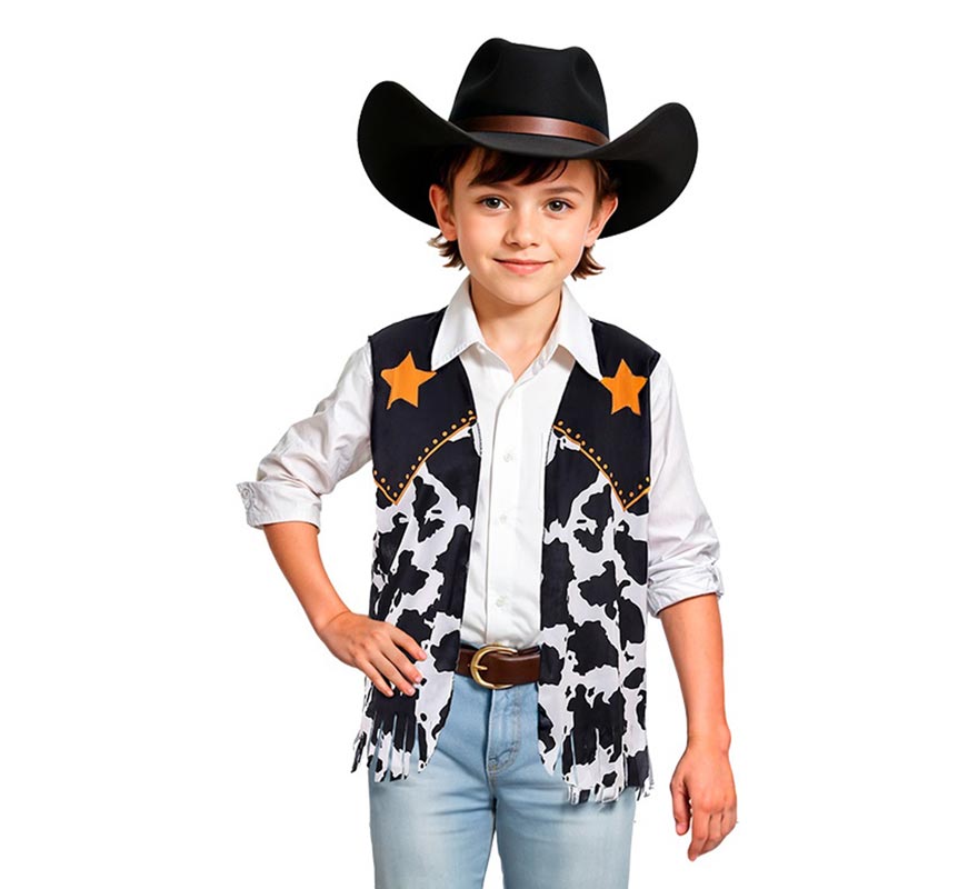 Translation missing: es.Chaleco de Vaquero negro estampado infantil