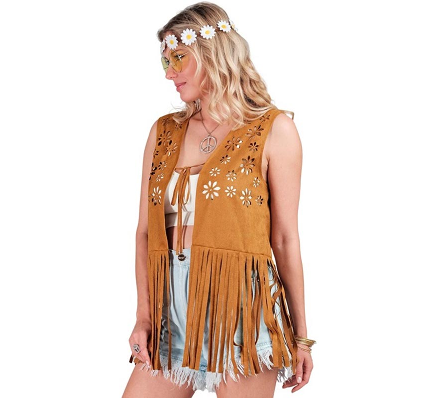 Translation missing: es.Chaleco Hippie con Flores marrón para mujer
