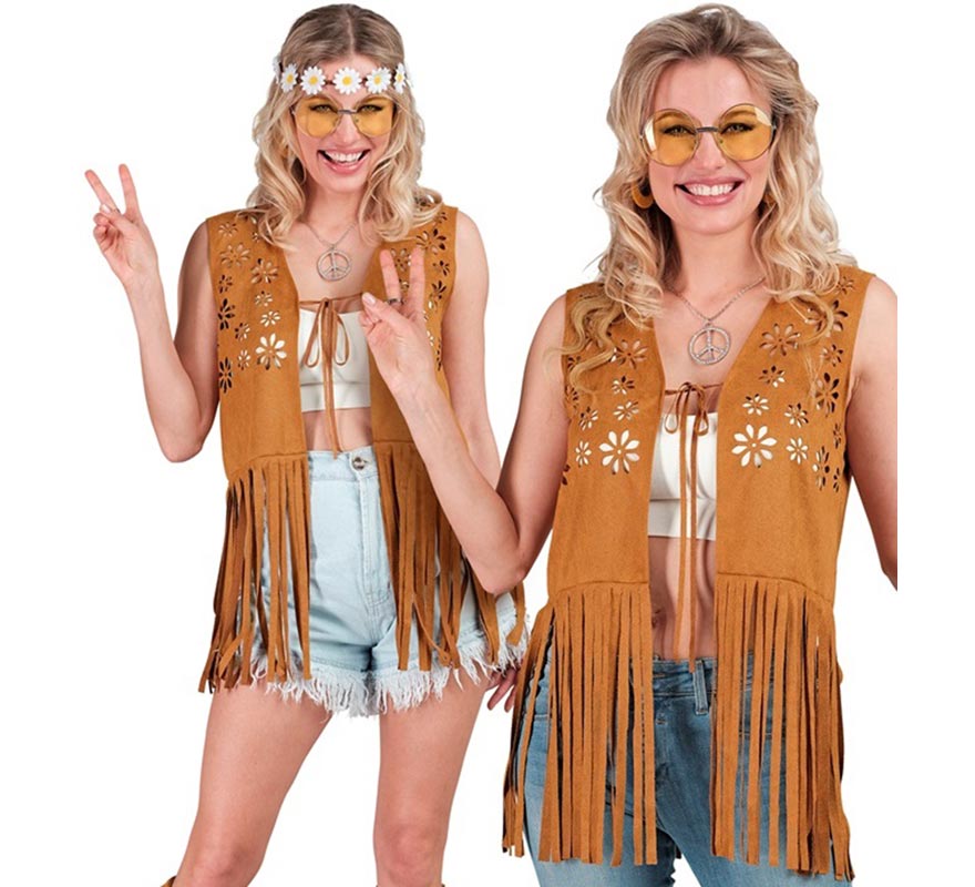 Translation missing: es.Chaleco Hippie con Flores marrón para mujer