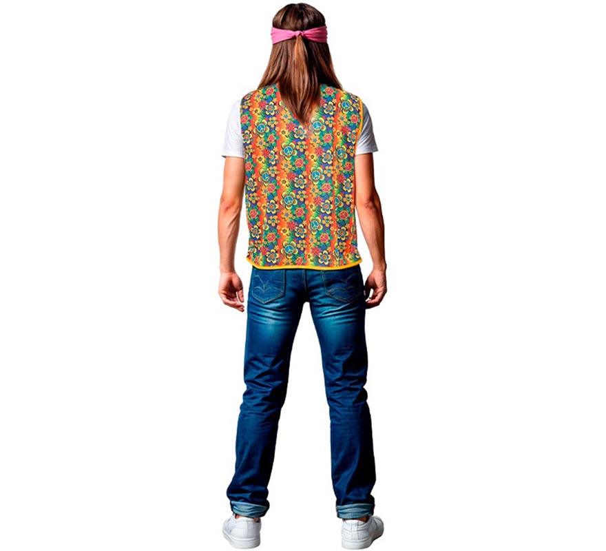 Translation missing: it.Chaleco Hippie floral naranja adulto