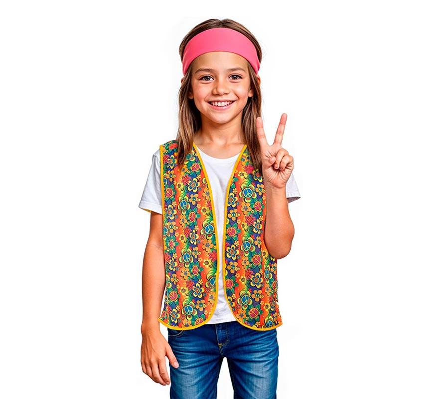 Translation missing: es.Chaleco Hippie floral naranja infantil