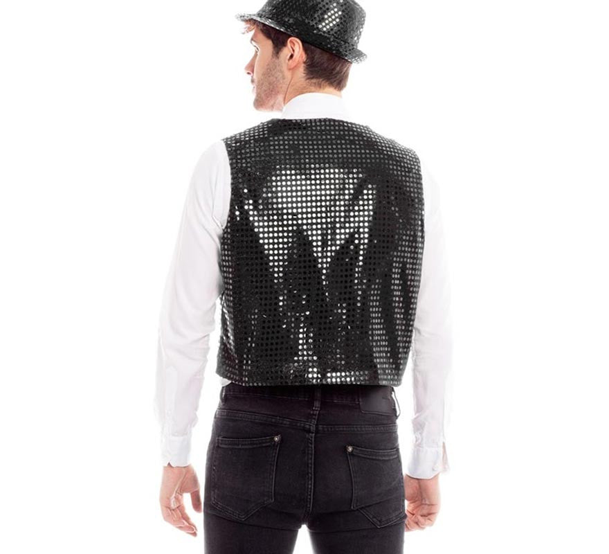 Translation missing: it.Chaleco Lentejuelas negro elegante para hombre