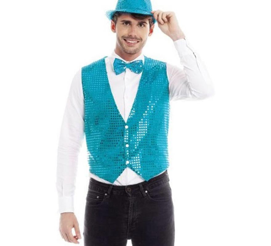 Translation missing: it.Chaleco Lentejuelas Turquesa para hombre