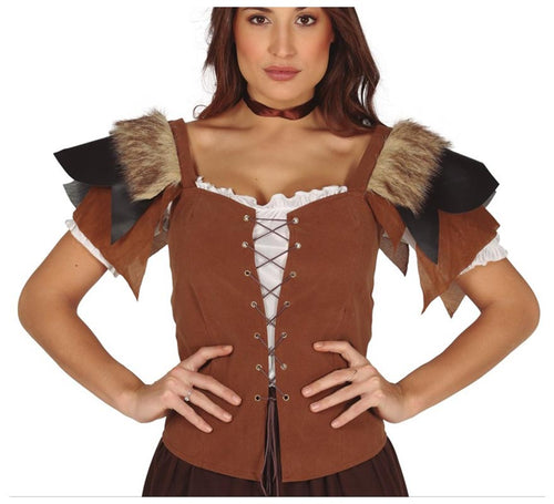 Chaleco Medieval de Cuero con pelo para Mujer