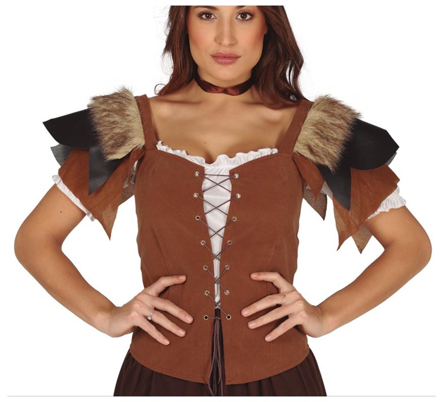 Translation missing: it.Chaleco Medieval de Cuero con pelo para Mujer